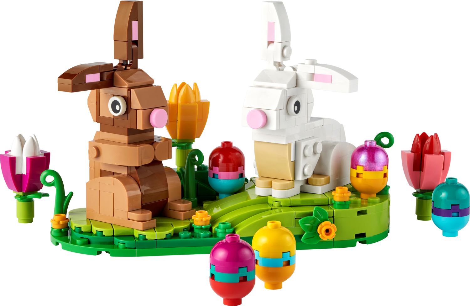 LEGO Easter Rabbits Display 40523 Building Toy Set Colorful Easter Eggs and Tulips Decoration