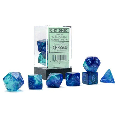 Chessex: Gemini Blue-Blue/Light Blue Polyhedral 7-Die Set