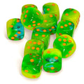 Chessex: Gemini Plasma Green-Teal/Orange 16mm D6 Dice Block (#26670)