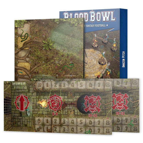 Games Workshop: Blood Bowl - Amazon Pitch - Double-Sided Pitch & Dugouts