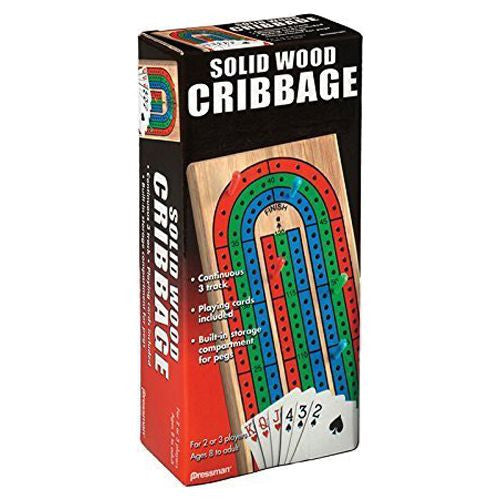 Pressman: Solid Wood Cribbage (With Cards)