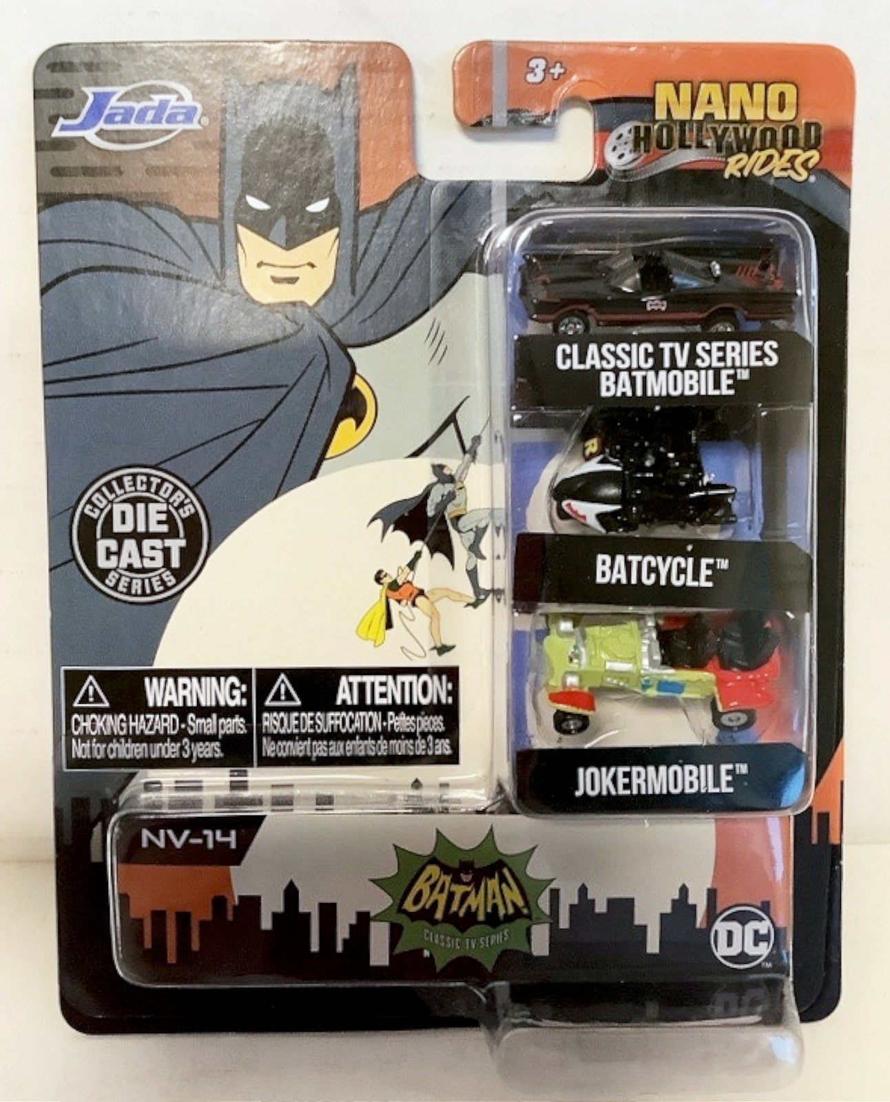Jada: Nano Hollywood Rides - Batman Classic TV Series - Classic TV Series Batmobile, Batcycle & Jokermobile