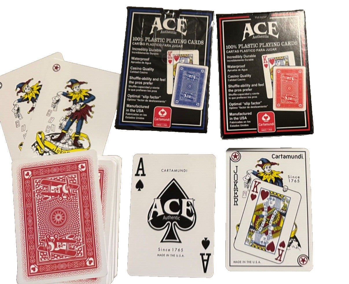 Cartamundi 100% Plastic Playing Cards 4 Decks (2 Red, 2 Blue)