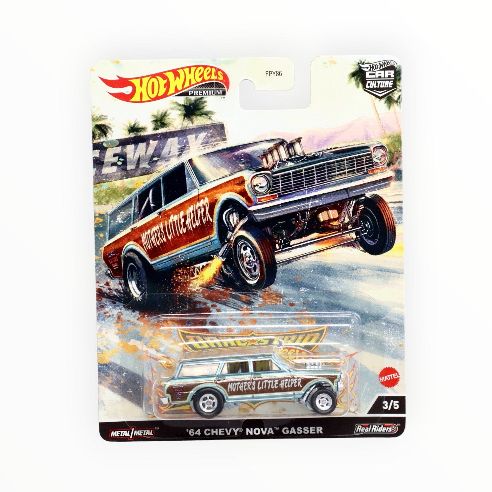 Hot Wheels: Premium - Car Culture HW Drag Strip - '64 Chevy Nova Gasser Mother's Little Helper #3/5