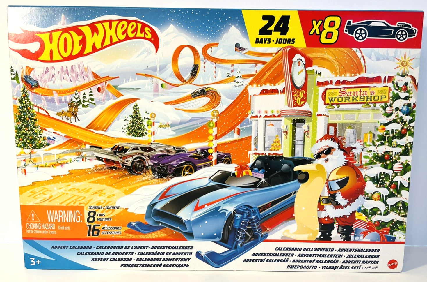 Hot Wheels: 2020 Advent Calendar (Santa by Blue Car With Black & Red Accents)