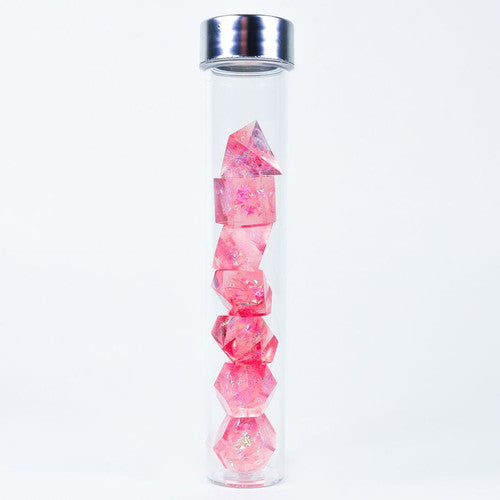 Sirius: Dice - 7-Dice Polyhedral Set - Cloak & Dagger Pink