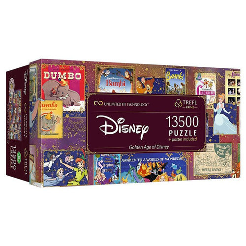 Trefl: Wooden Shaped Puzzle - Disney - Golden Age of Disney 9x1500-Piece Puzzles with Poster